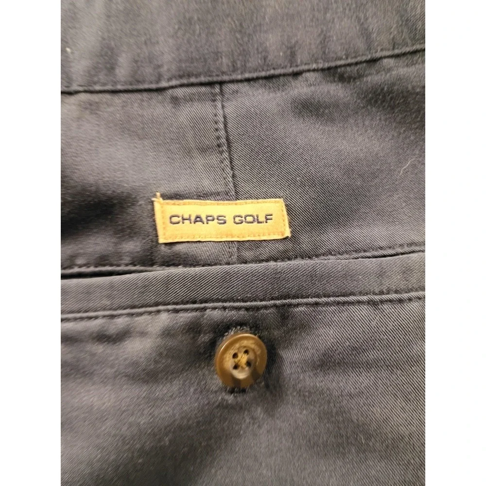 Chaps Golf Shorts Mens 40 Blue Pleated Chino Golf Classic Fit Casual Rayon Blend